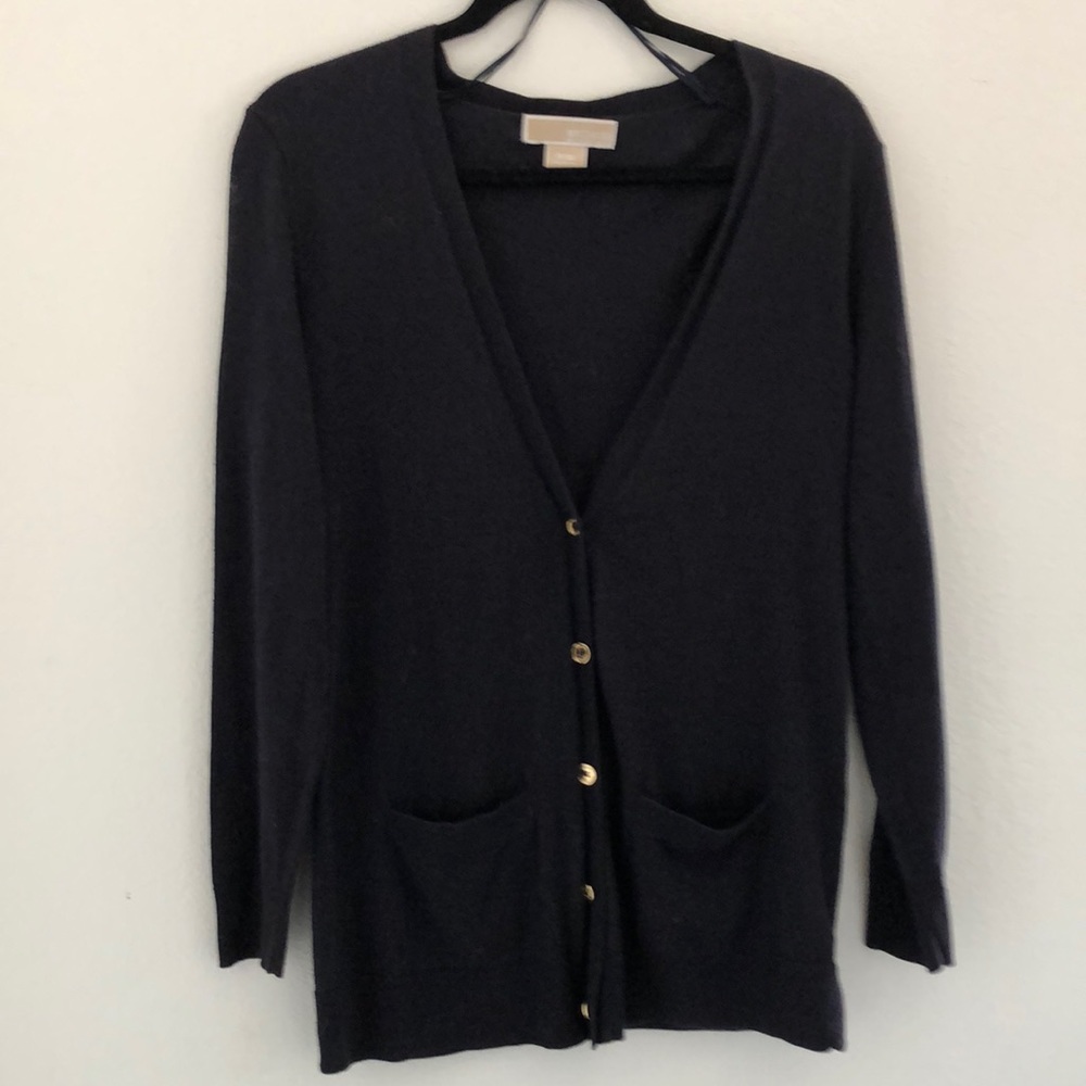 Michael Kors navy blue cardigan with gold buttons P/M